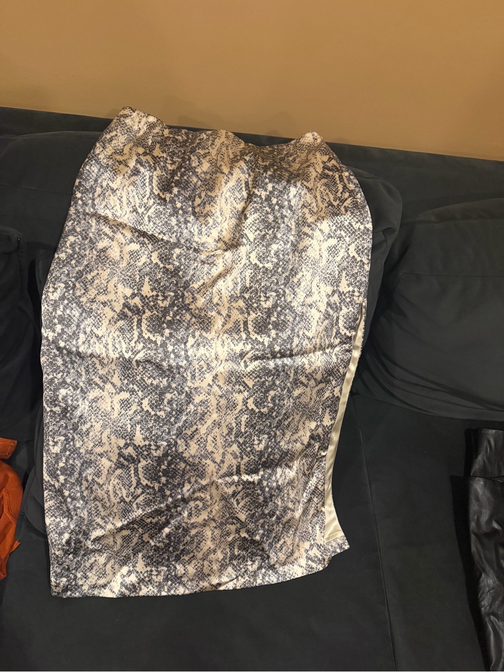 Womens Snake Print Pencil Skirt in Cream and Gray
